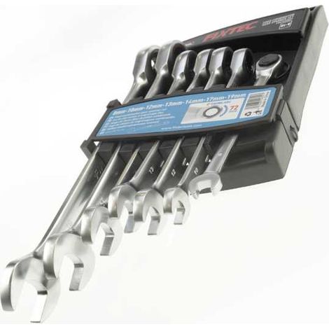 Jeu de clés à cliquet - 7 pièces avec têtes fixes - Fixtec (1/4)