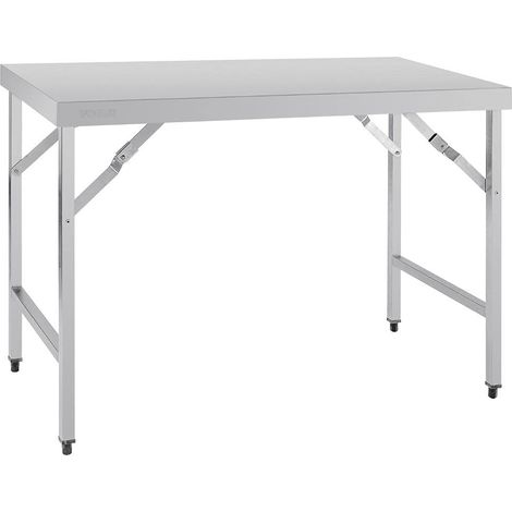 Table pliante en acier inoxydable poli, taille : 900 (H) x 1200 (L) x 600 (P) mm, utilisation intérieure et extérieure, CB905 (1/5)