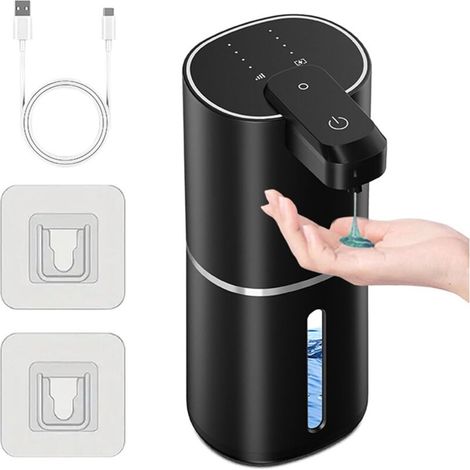 Distributeur de Savon Liquide Automatique 380 ml – Rechargeable, 4 Niveaux, Pour Cuisine et Salle de Bain (1/5)