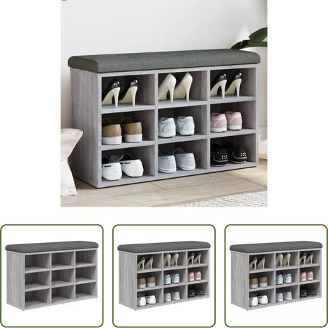 vidaXL Flurbank - Schuhbank Grau Sonoma 82x32x50 cm Holzwerkstoff (1/5)