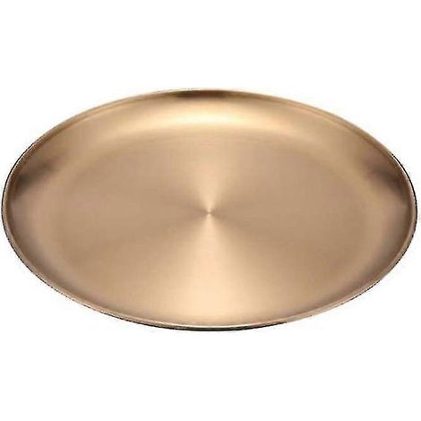 1 assiette en acier inoxydable, ustensile de cuisine, assiette de service pour la maison (dorée, 26 cm) (1/5)