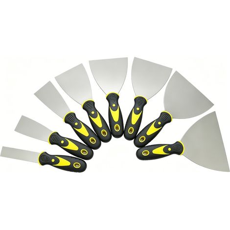Couteau à enduire 8 pièces – Spatules en acier inoxydable 25/40/50/60/74/100/125/150 mm – Poignée antidérapante pour finition précise (1/5)