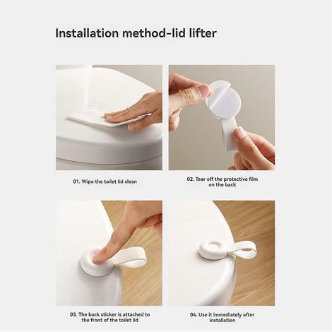 Lève-abattant de toilette, lot de 4, poignée de levage d'abattant de toilette, blanc (1/5)
