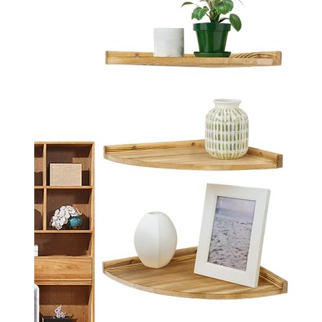 murale flottante étagère d angle rustique en bois à 3 (1/5)