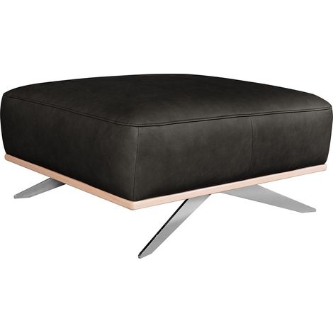 Pouf PORTO en tout cuir italien haut de gamme vachette, coloris noir (1/4)