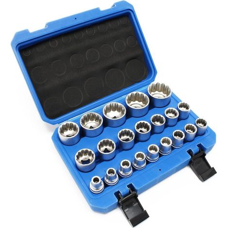 Jeu de 21 douilles de 1/2 pouce (12,7 mm), embouts de clé dynamométrique à douze pans, fentes de 8 à 36 mm (1/5)