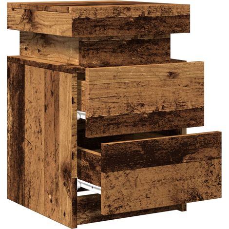 Comodino con LED e cassetti 35 x 39 x 55 cm MDF marrone DEC033909