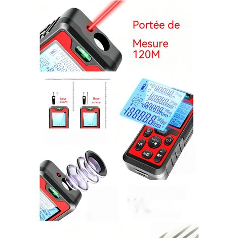 Télémètre Laser 120m, Écran LCD Rétroéclairé et Résistant aux Chocs (1/5)