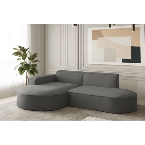Ecksofa Designersofa PALMA XS in Stoff Opera Velvet Steel Ottomane Links (1/2)