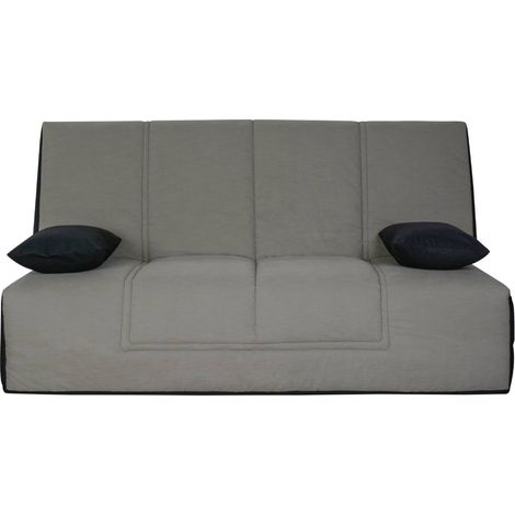 Banquette CC HOUSTON 130x190, matelas Simmons, coton gris (1/5)