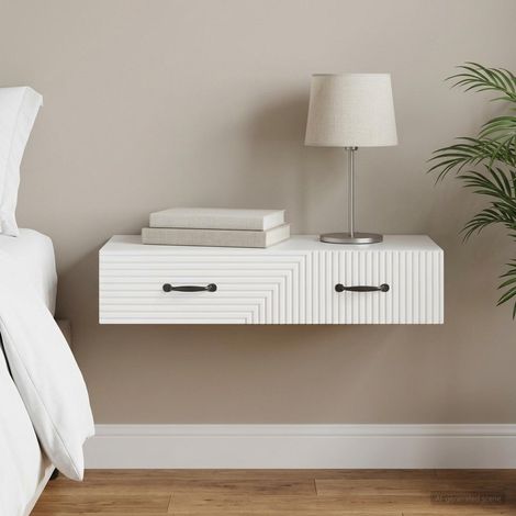 vidaXL Table d'appoint murale Blanc brillant 87,5 x 34,5 x 17 cm