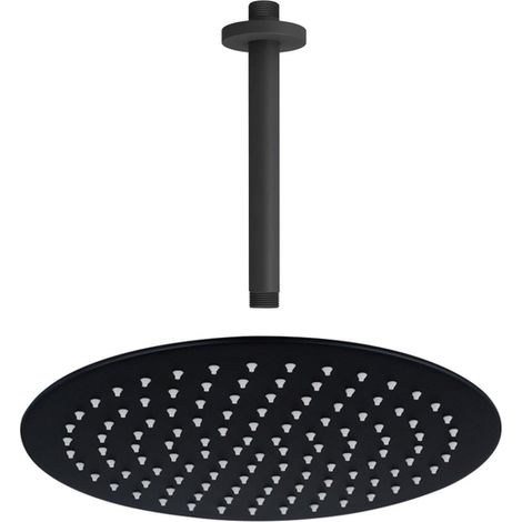 FugaFlow Eccelente Acces Douche de tête - 25cm - ronde - bras de plafond 20cm - noir mat