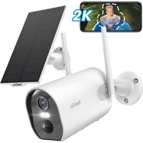 ieGeek 2K 3MP Überwachungskamera Aussen Solar, Überwachungskamera aussen Akku,Kabellose,PIR Bewegungsmelder,Farbige 15m Nachtsicht,Sirene und Lichtalarm,2-Wege Audio,Cloud/SD Storage,IP65,2.4 GHz (1/5)