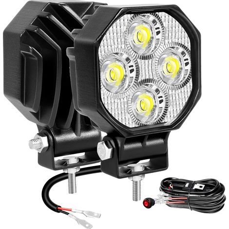 Luz de trabajo LED, construcción duradera, diseño impermeable, haz de luz concentrado de 2 x 16 W, 3000 lúmenes. (1/2)