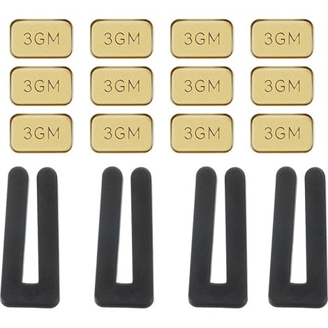 Kit d'Équilibrage de Pales de Ventilateur de Plafond, 4 Ensembles Comprenant 4Pcs Clips d'Équilibrage en Plastique et 12Pcs Poids Auto-Adhésifs en Métal de 3G, Ton Doré/Noir (1/5)