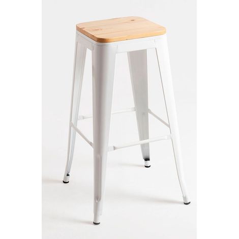 Taburetes Altos - Taburete Torix Alto Madera Natural - Blanco