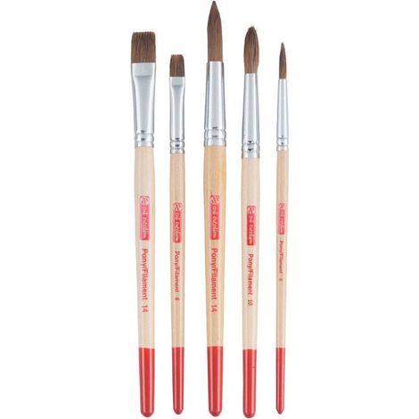 5 pinceaux - Peinture aquarelle - Rond - Plat - Assortiment tailles - Art Creation