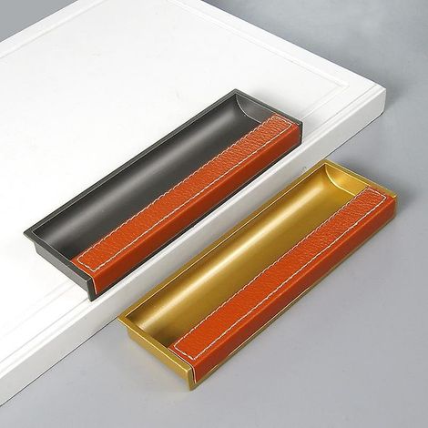 Poignées de porte coulissante encastrées en acier inoxydable et cuir brossé, poignée cachée pour porte coulissante (1/2)