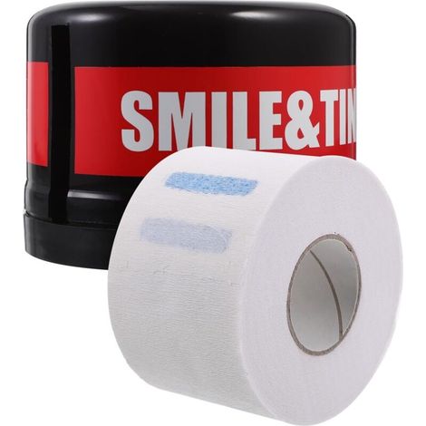 Distributeur de Bandes de Papier pour Cou de Barbier Boîte Plastique Noire, Rouleau de Papier Blanc pour Salon de Coiffure, Accessoire Professionnel pour Soins Capillaires