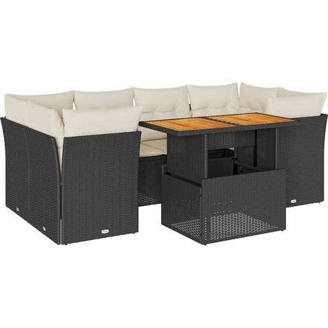 Maison Exclusive - Set Divani da Giardino con Cuscini 7pz Nero Polyrattan (1/5)