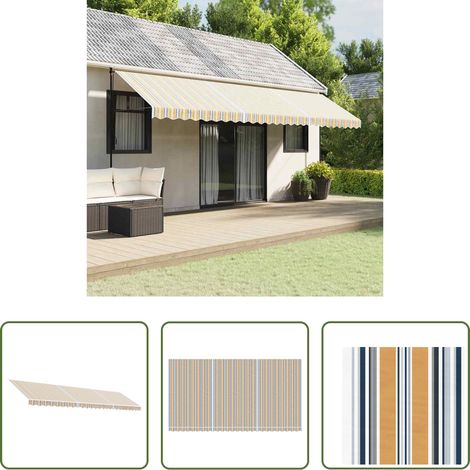 Remplacement de toiture - Tissu de remplacement pour auvent rayures multicolores 6x3 m (1/5)