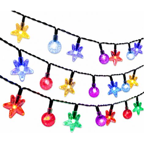 Guirlande LED Solaire Extérieure GERANMOERS, Étoiles et Boules Multicolores, 100 LED, 8 Modes, Jardin (1/5)