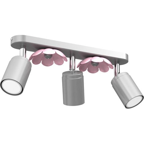 Rampe 3 spots orientables chrome/rose Flower GU10 Luminex