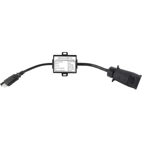 Connecteur de Remorque, Convertisseur de Lumière de Connecteur de Remorque Plug & Play USA 4 Broches à EUR Adaptateur 7 Broches Accessoires de Séparation du Signal de Freinage/Arrêt (1/5)