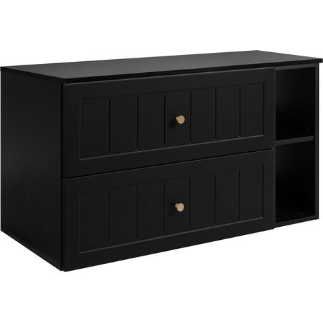 Set di mobili da bagno sotto lavabo, nero, 80 (60 + 20) x 46 x 58 cm , 3 colori di maniglie inclusi