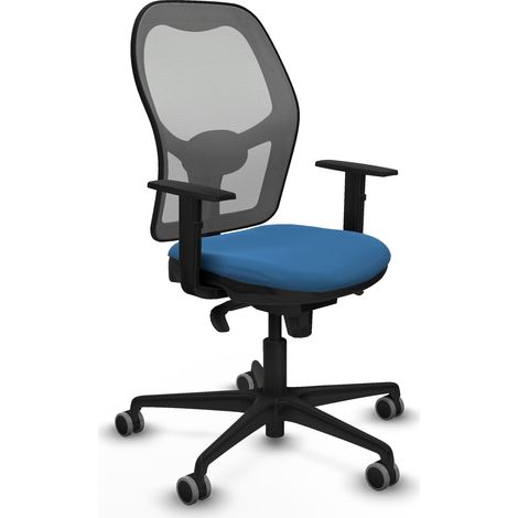Jorquera sincro malla gris similpiel azul claro brazos 1D base nailon  ruedas 65mm engomada (1/5)