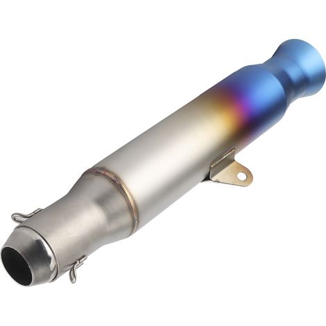 Tube d'échappement de 1,5 à 2 pouces pour moto de style GP Racing en acier inoxydable universel (bleu titane) (1/5)