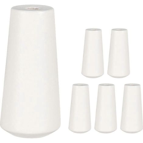 Lot de 6 tirettes en bois pour cordon de store, avec pompons et embouts.-White