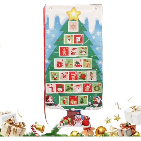 Calendario de Adviento de tela para Navidad con bolsa de almacenamiento colgante. (1/5)