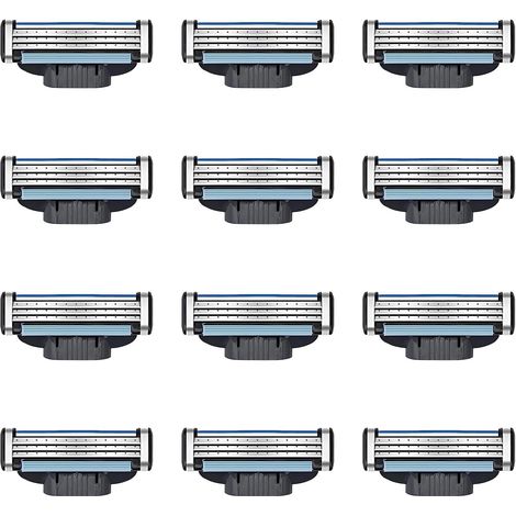 Pack de 12 Lames de Rasoir Compatible, Recharges de Lames de Rasoir pour Homme, Confortable et avec Bandes Lubrifiantes, Lames Durables avec Indicateur d’Usure pour Tous Types de Barbes (1/5)