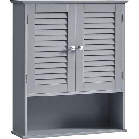 Mueble de baño/botiquín de pared con estante regulable puerta doble y estante abierto 60 x 20 x 70 cm gris 120006516 (1/3)