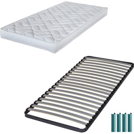 Matelas mousse + Sommier métal C220 90x190 Melissa - Hauteur 13 cm - Soutien ferme (1/5)