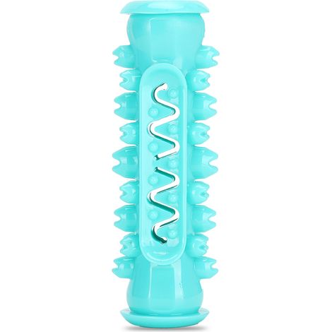 Sicherheitszahnbürste aus TPR für Hunde, ideal zur Reinigung und zum Training der Backenzähne. Toylake Kauspielzeug- und Zahnbürsten-Set in Blau. (1/5)