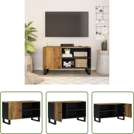Bois de manguier - Meuble TV 80x33x46 cm bois de manguier et d'ingénierie (1/5)