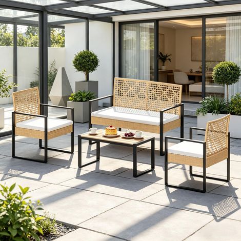 Ensemble de mobilier d'extérieur modulaire pour patio jardin - Ensemble de conversation de jardin modulable pour terrasse et balcon résistant aux intempéries (1/5)