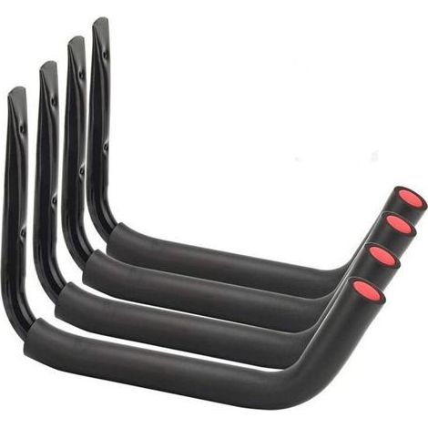 Lntyq Crochets de garage, 4 crochets muraux pour échelle, crochets utilitaires robustes pour vélo, chaise pliante, articles en vrac - 27 cm x 38 cm (1/4)