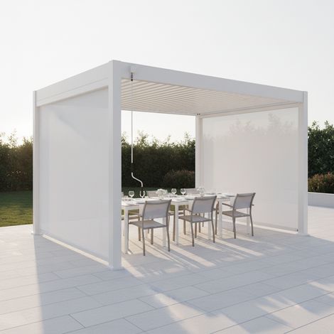 L'Arcolaio Tenda Oscurante Autoavvolgente Pergola Textilene 4m Bianca (1/4)