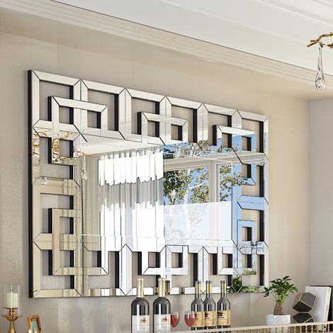 LUVODI Large Bathroom Mirror Wall Mounted 3D Luxury Silver Wall Mirror Modern Artistic Mirror Hallway Decor, Rectangular 70cm x 100cm (1/5)
