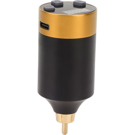 Alimentation sans fil 1500 mAh avec interface RCA pour tatouages, affichage LED, transformateur de charge, régulateur de tension, finition or (1/5)
