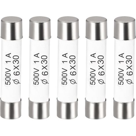Fusibles à Cartouche Tube en Céramique 1A 500V 6x30mm, Fusible à Coupure Rapide Rechange Remplacement pour Amplificateur Lampe à Économie Énergie Ballast, 5 Pièces (1/4)