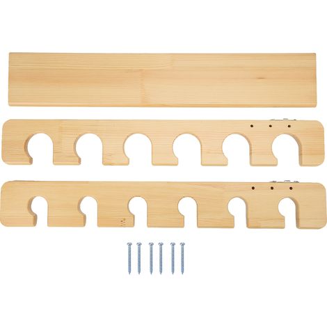 Porte-cannes à pêche mural 6 emplacements en bambou, support de rangement pour cannes et perches. (1/5)