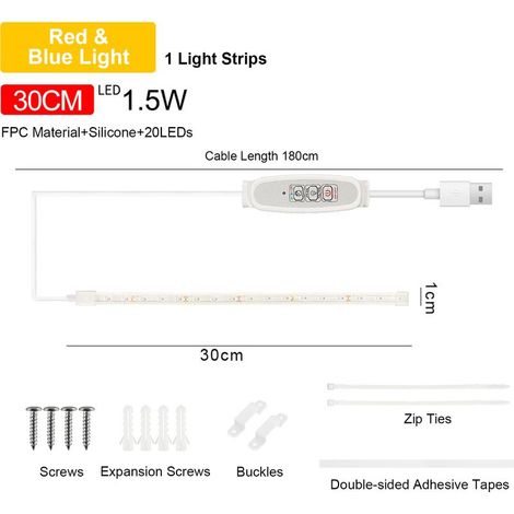 Les plantes d'intérieur poussent des bandes lumineuses Lampe LED rouge bleu pour supplément succulent hydroponique 4 niveaux à intensité variable avec cycle de 24 heures Synchronisation intelligente U (1/5)