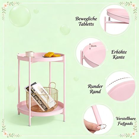Table d'appoint ronde, table de chevet avec rangement, table basse élégante pour canapé, support pour plantes (livré sans support) (1/5)