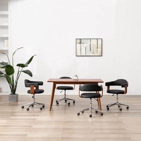 vidaXL Sillas de comedor 4 uds madera curvada y cuero sintético (1/5)