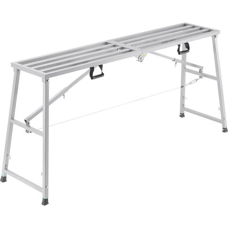 Plateforme de Travail Échafaudage Pliant Portable 900/1100/1300/1500 mm Acier Allié, Capacité de Charge 400 kg, Pieds Antidérapants, Tabouret de Peinture pour Cloisons Sèches, Nettoyage, Lavage (1/5)