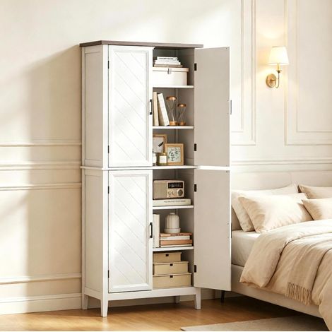 Buffet colonne cuisine 76x40x178,5 cm en MDF blanc, rangement intégré, pour cuisine – MEUBLIV (1/5)